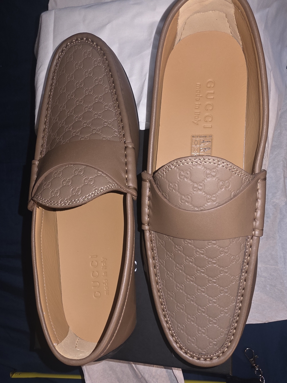AUTHENTIC GUCCI Men’s GG Leather Loafers – Brown | Size 7.5